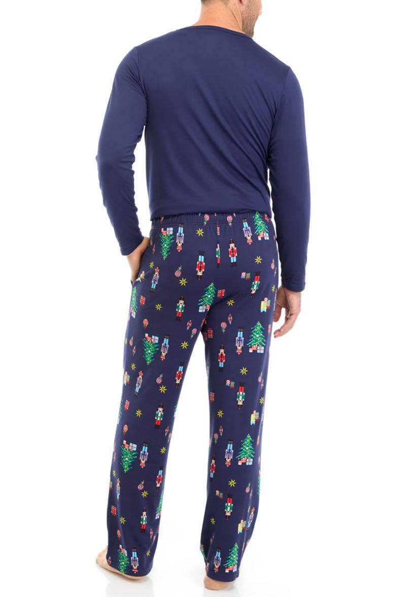 Mens Nutcracker Solid Long Sleeve Pajama Top