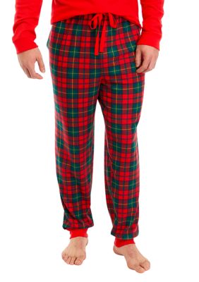 Different Touch Men's Pajama Lounge Pants Bottoms Fleece Sleepwear PJs with  Pockets Big & Tall (L, Red Buffalo Plaid) at  Men's Clothing store