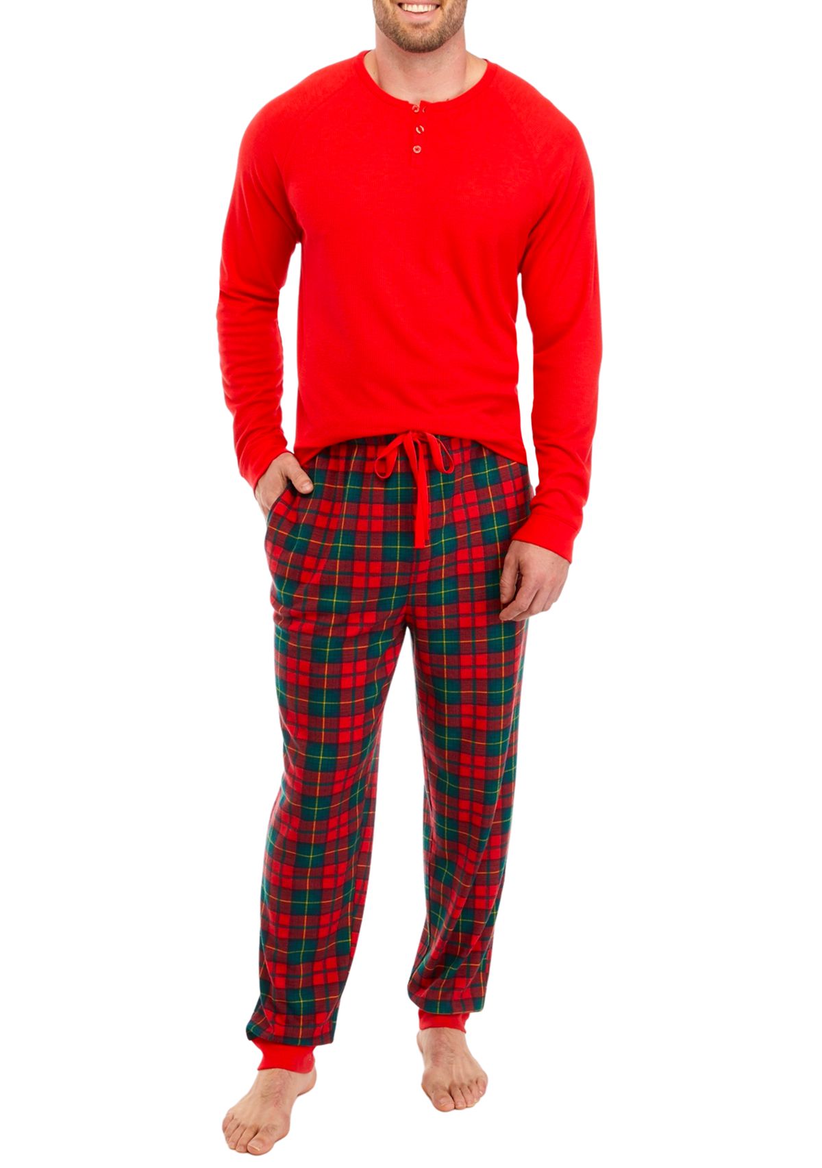 Big & Tall Vintage Red Plaid Jogger Pajama Pants