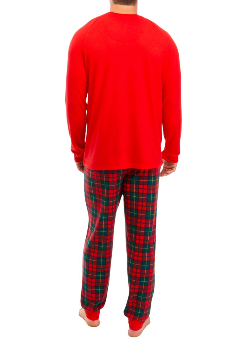 Big & Tall Vintage Red Plaid Jogger Pajama Pants