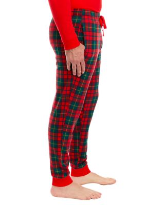 Men's Vintage Red Plaid Jogger Pajama Pants