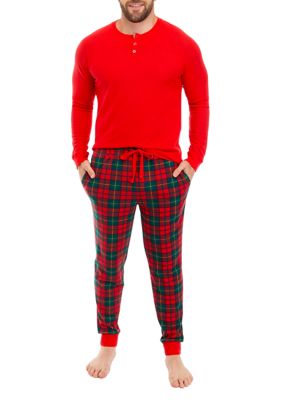 Men's Vintage Red Plaid Jogger Pajama Pants