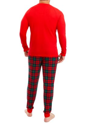 Men's Vintage Red Plaid Jogger Pajama Pants