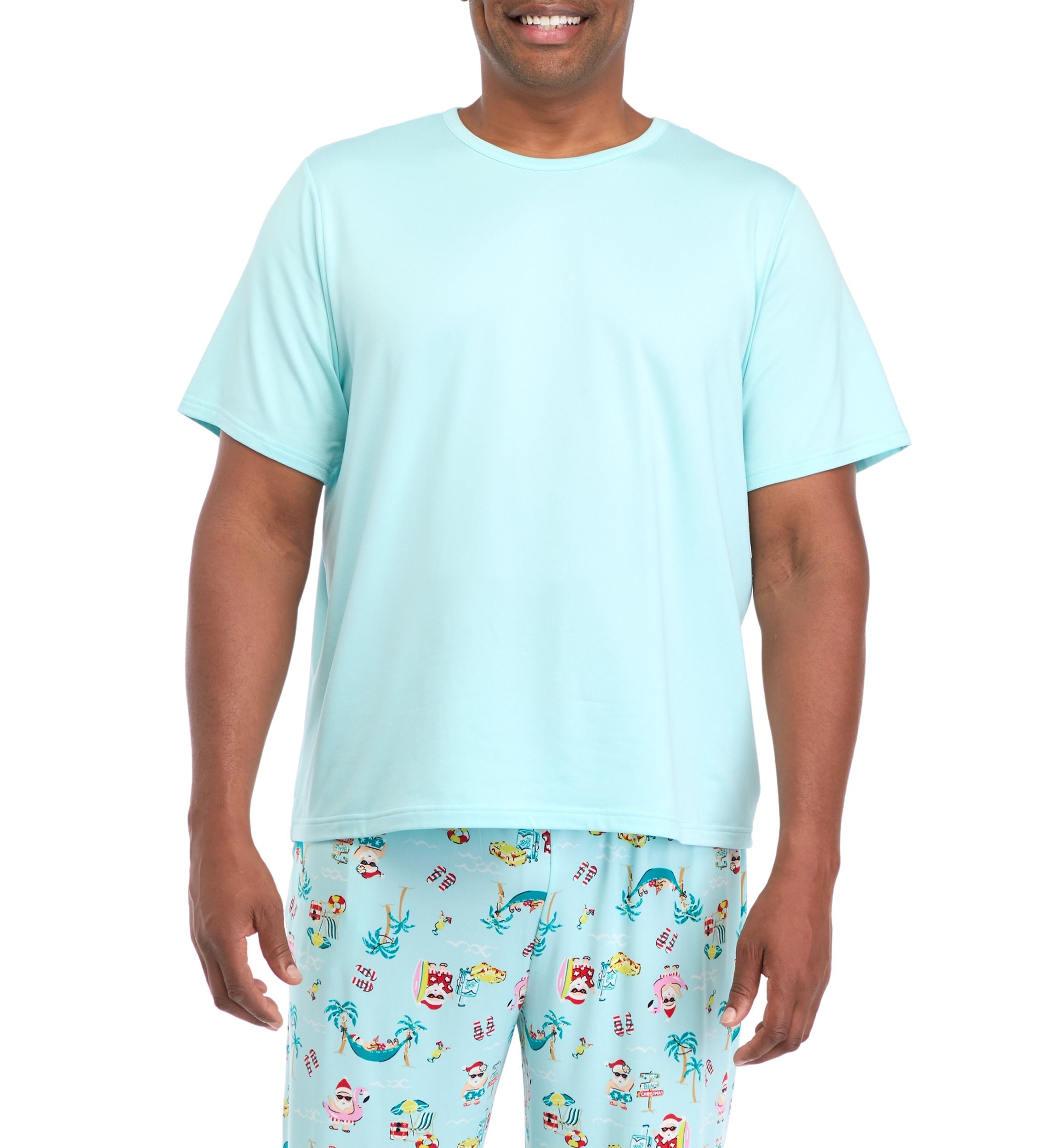 Big & Tall Beachy Christmas Short Sleeve Sleep Top
