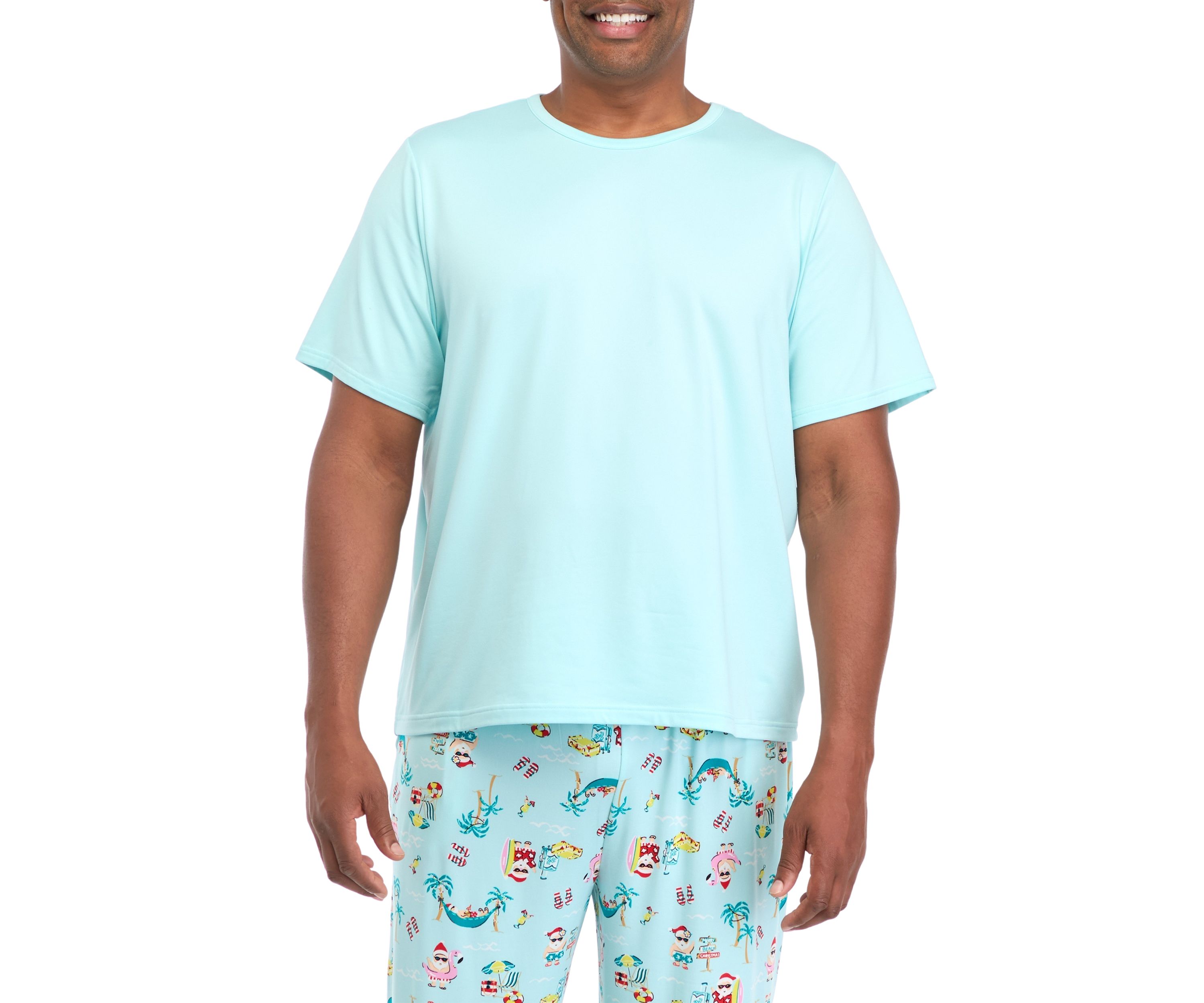 Big & Tall Beachy Christmas Short Sleeve Sleep Top