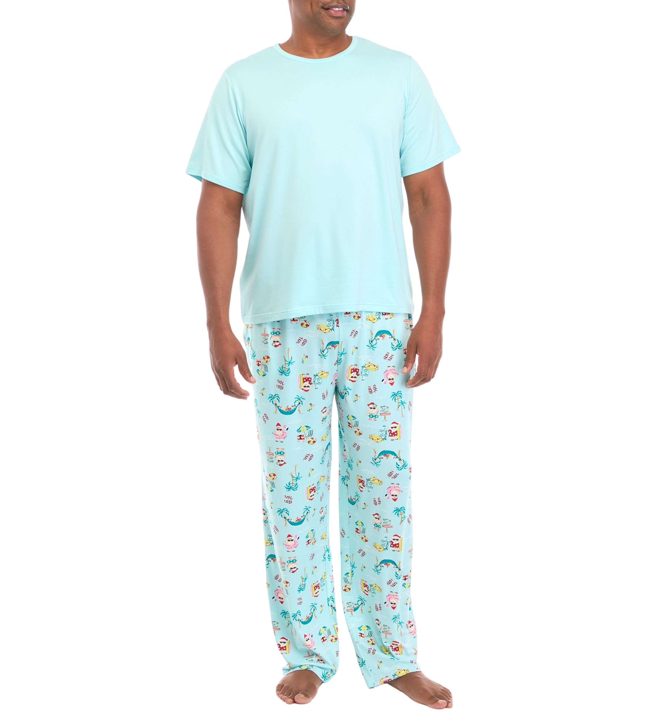 Big & Tall Beachy Christmas Short Sleeve Sleep Top
