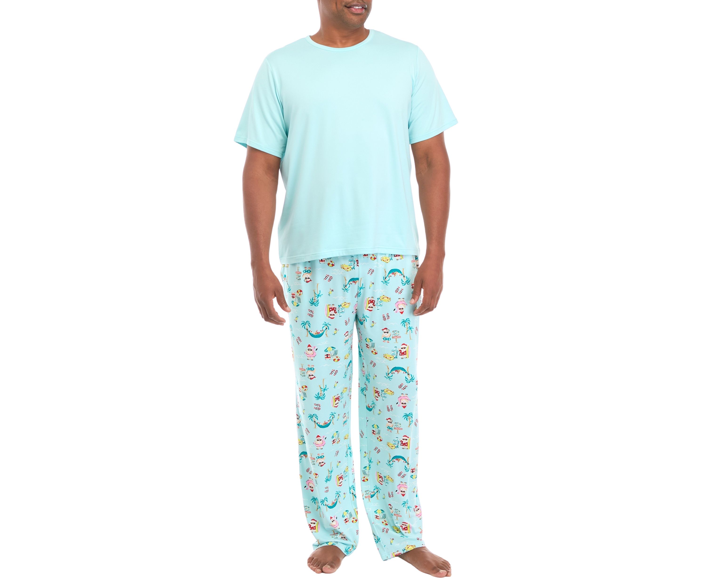 Big & Tall Beachy Christmas Short Sleeve Sleep Top