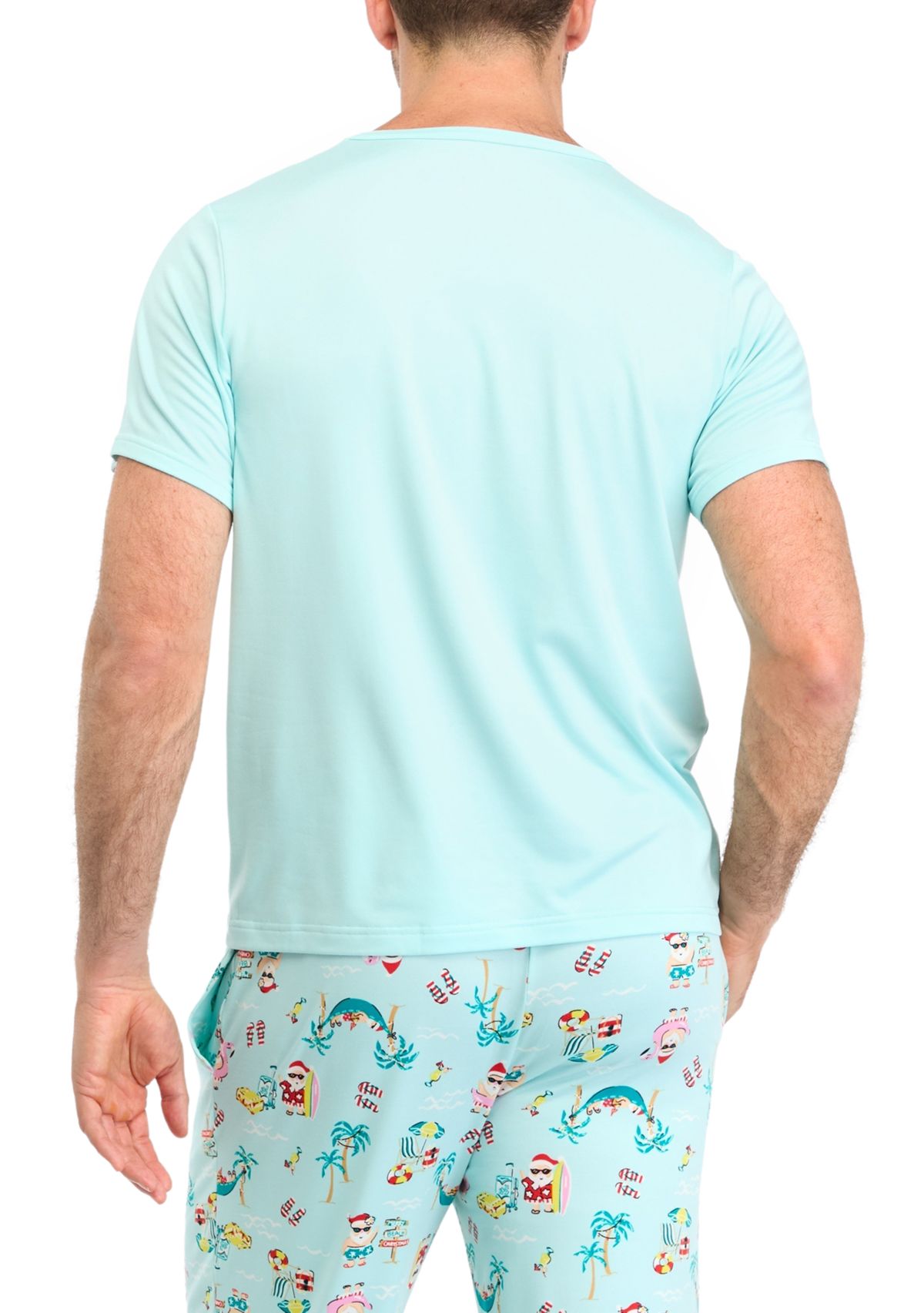 Mens Beachy Christmas Solid Short Sleeve Pajama Top