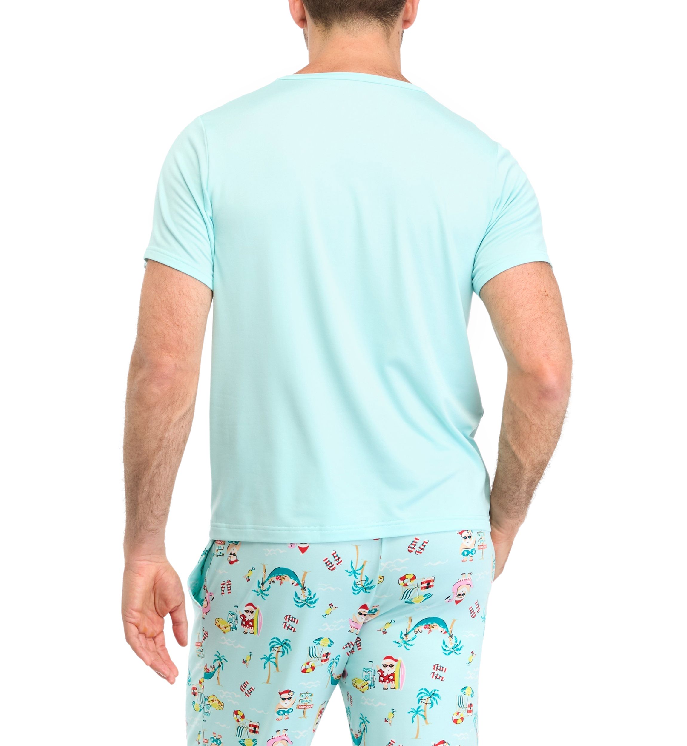 Mens Beachy Christmas Solid Short Sleeve Pajama Top