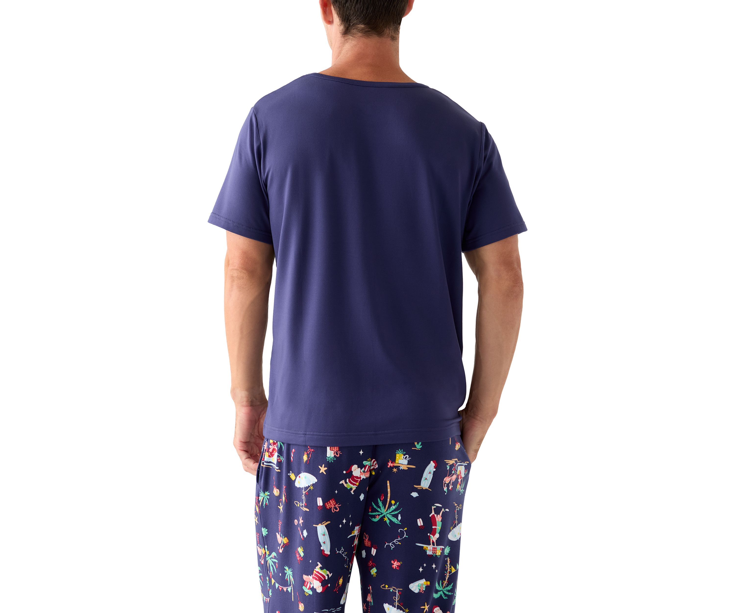 Mens Beachy Christmas Solid Short Sleeve Pajama Top