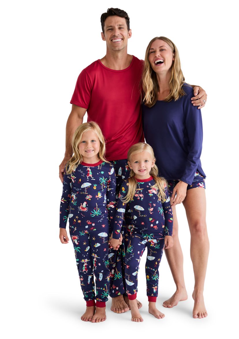 Mens Beachy Christmas Solid Short Sleeve Pajama Top