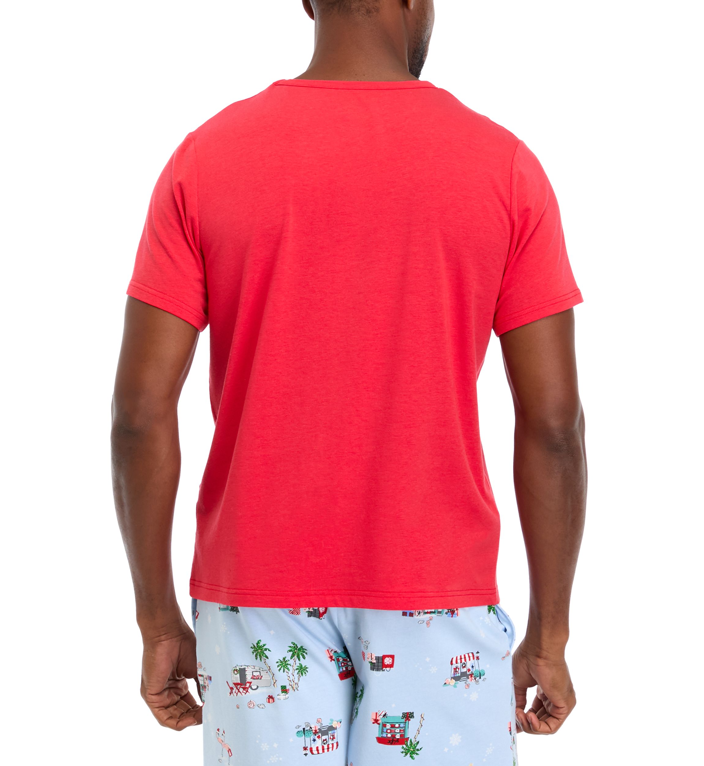 Mens Holiday Shopping Solid Short Sleeve Pajama Top