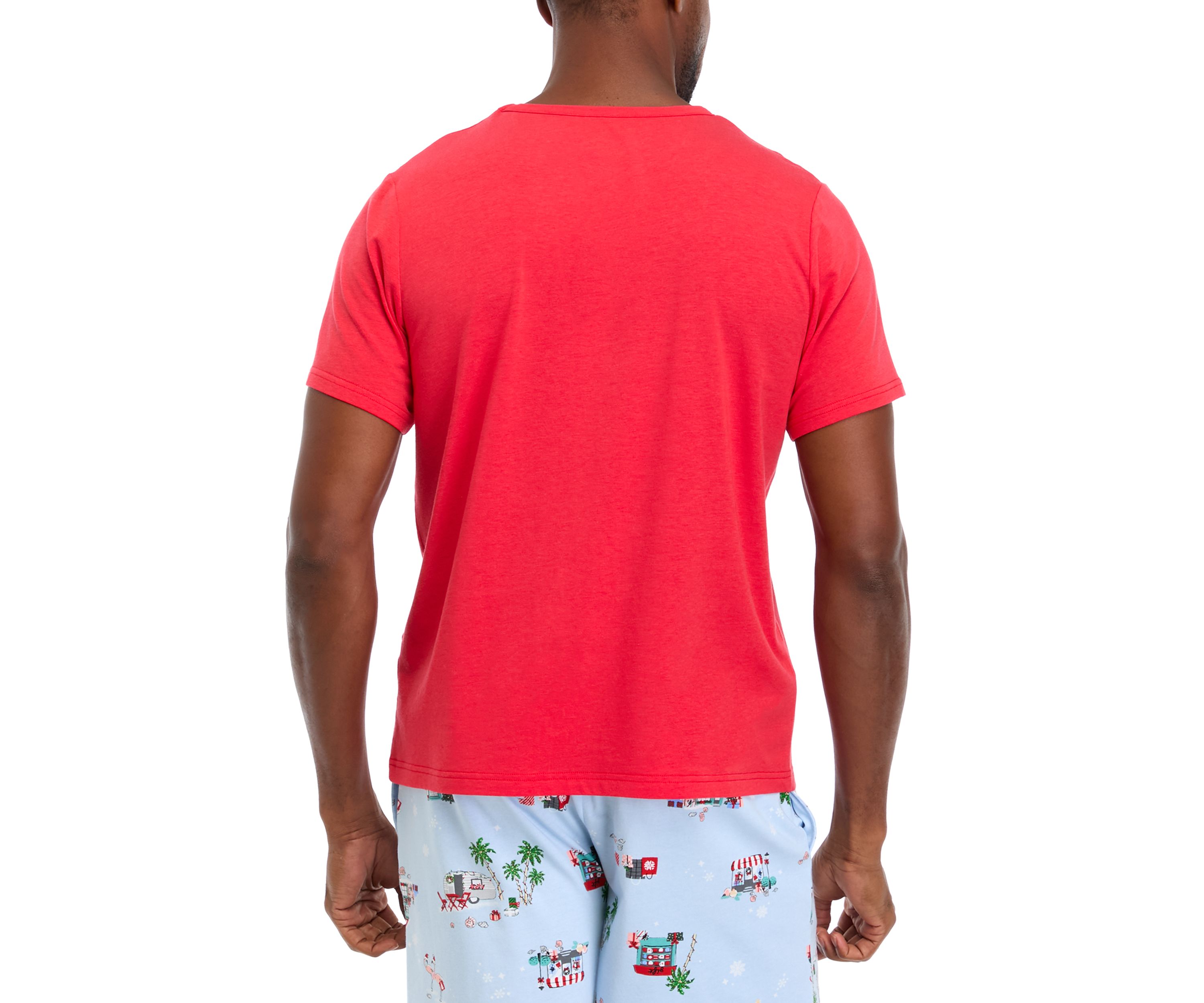 Mens Holiday Shopping Solid Short Sleeve Pajama Top