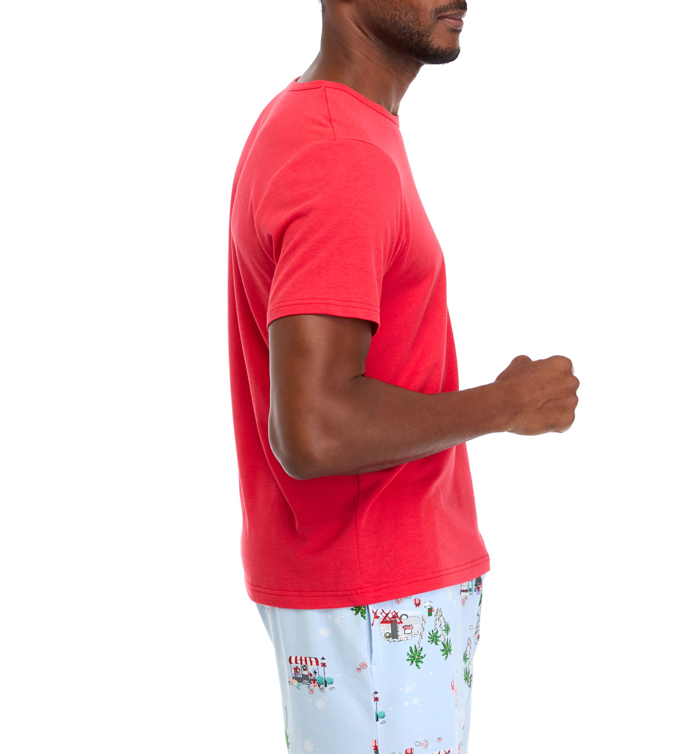 Mens Holiday Shopping Solid Short Sleeve Pajama Top