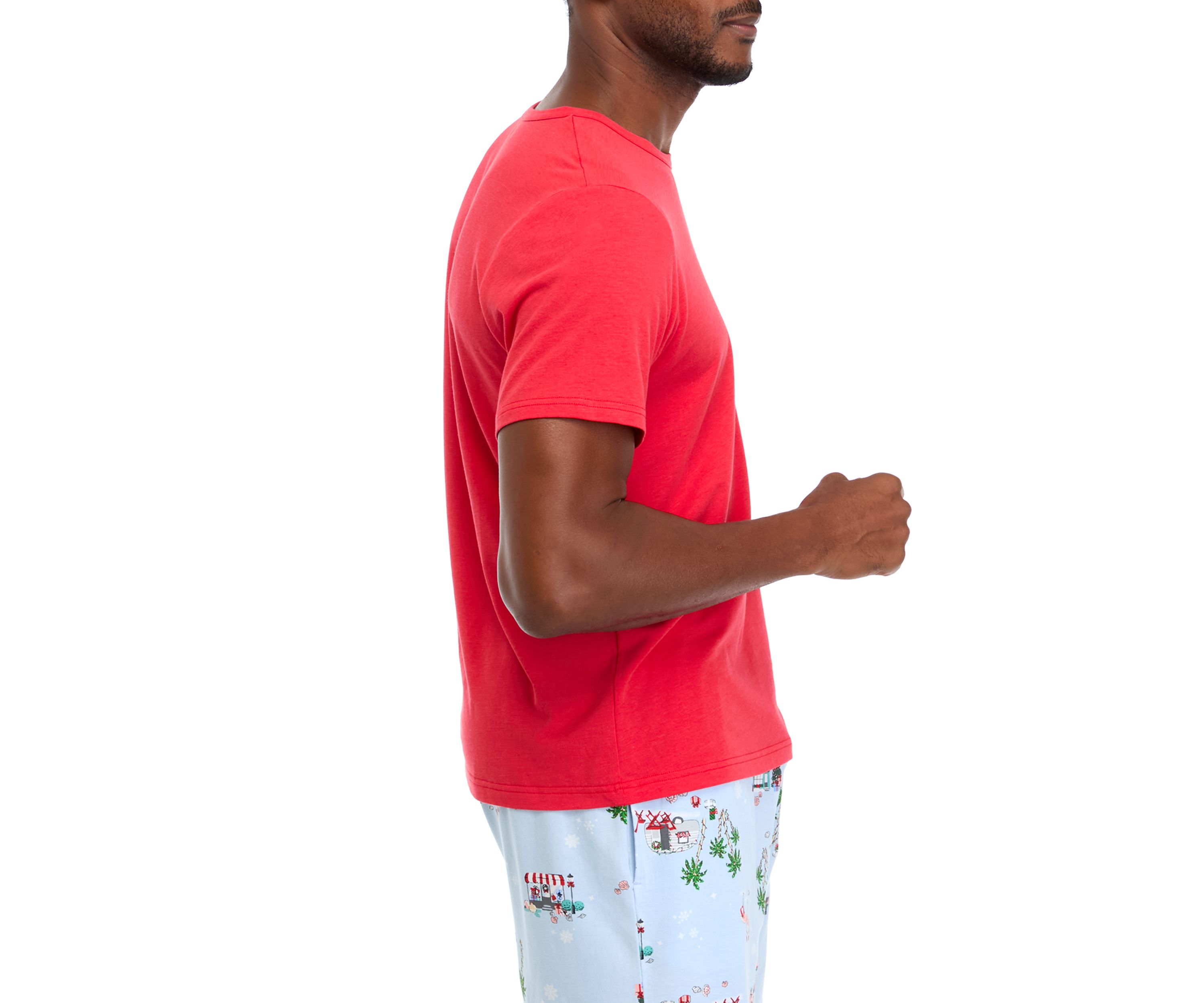 Mens Holiday Shopping Solid Short Sleeve Pajama Top