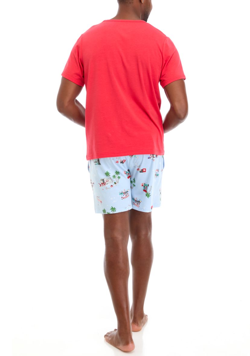 Mens Holiday Shopping Solid Short Sleeve Pajama Top