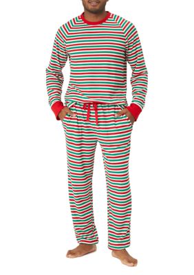 PAJAMARAMA Big Tall Striped Waffle Pajama Set belk