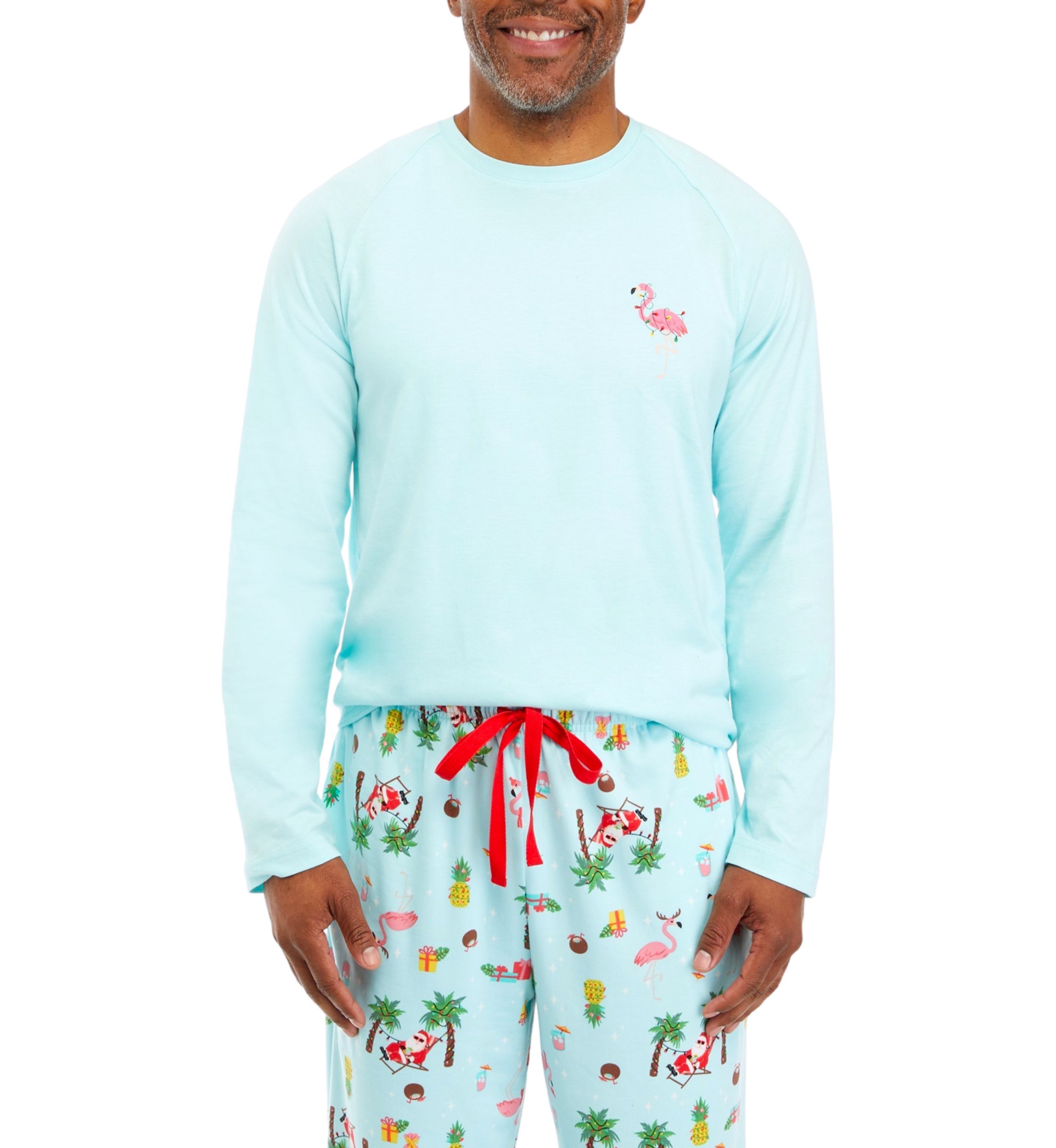 Mens Beach Printed Long Sleeve Sleep Shirt