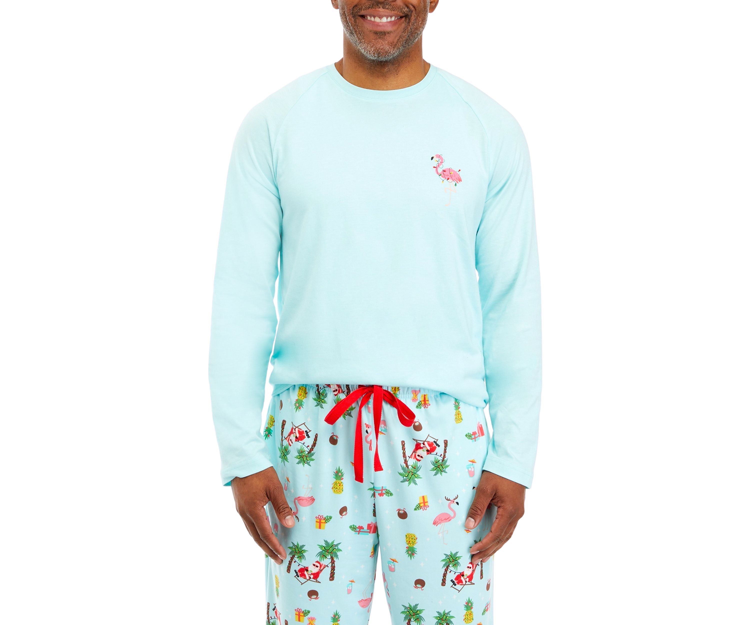 Mens Beach Printed Long Sleeve Sleep Shirt