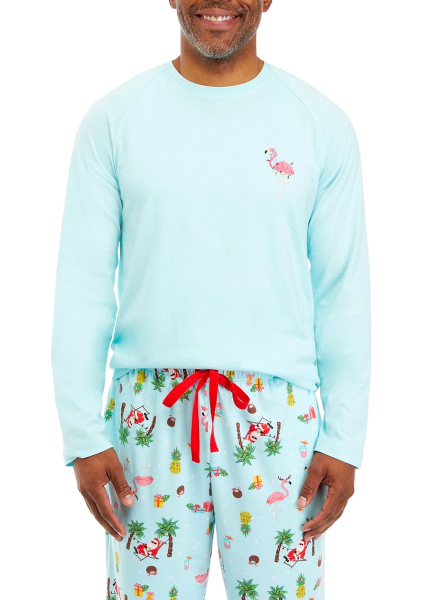 Mens Beach Printed Long Sleeve Sleep Shirt