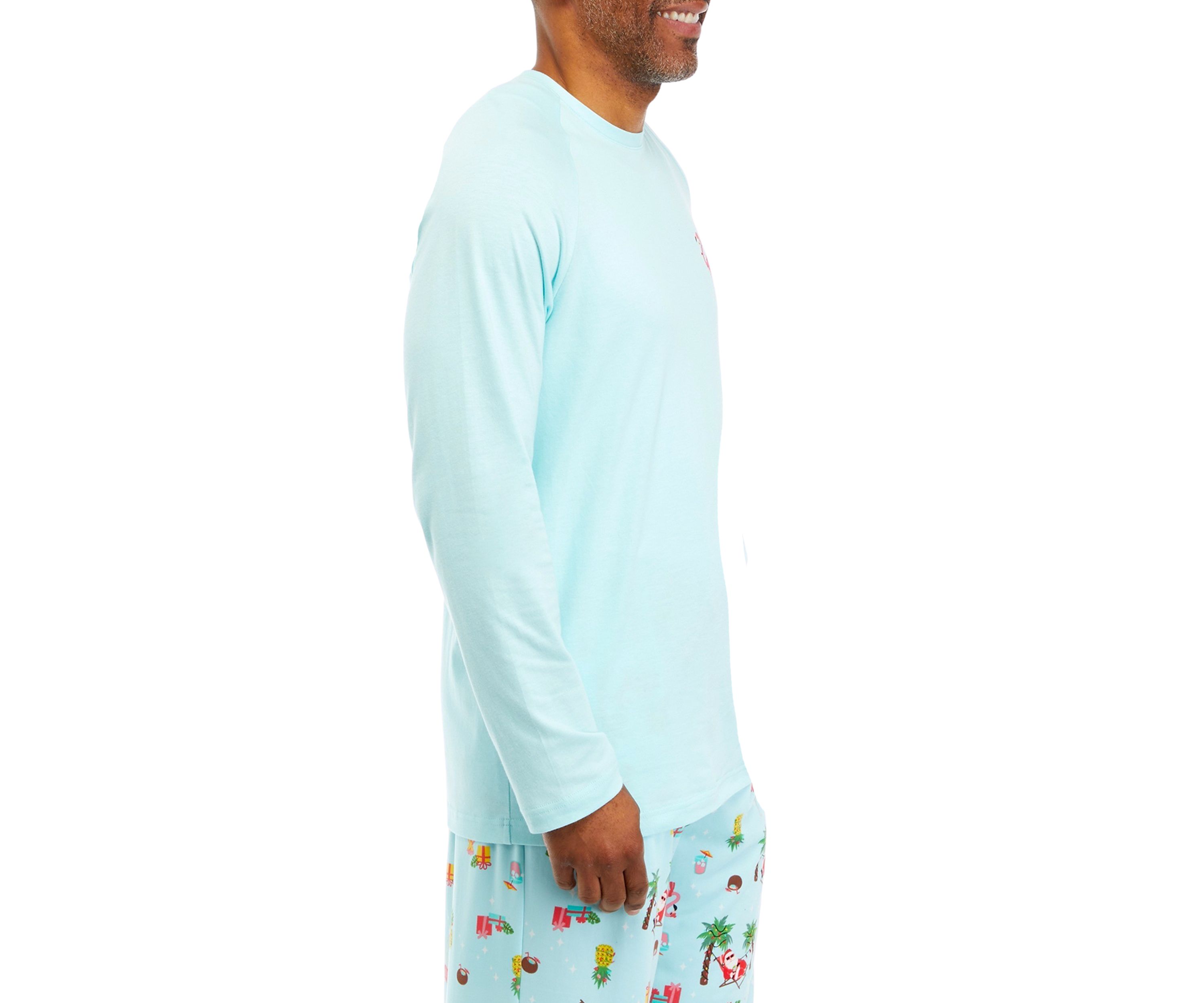 Mens Beach Printed Long Sleeve Sleep Shirt