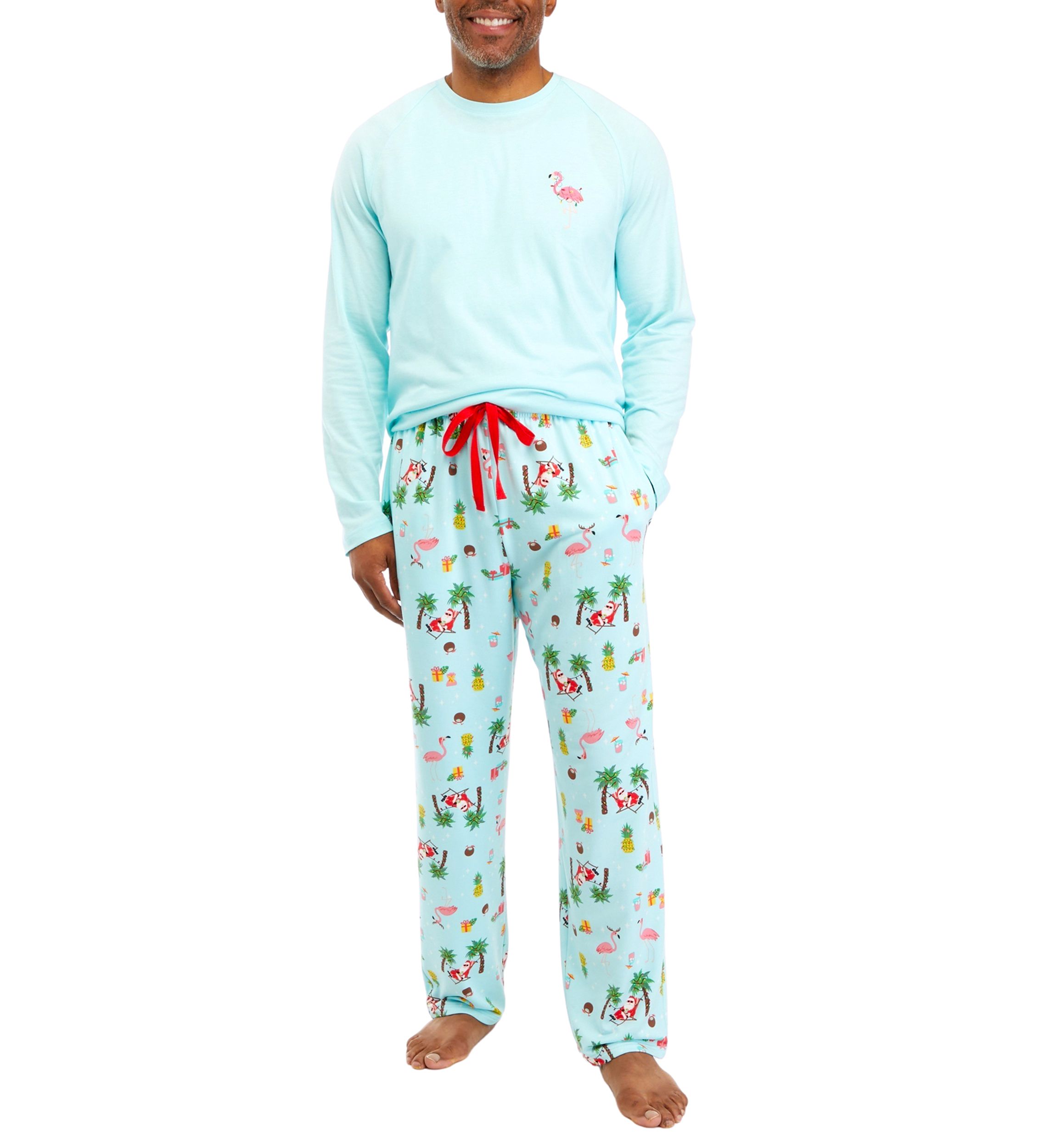 Mens Beach Printed Long Sleeve Sleep Shirt