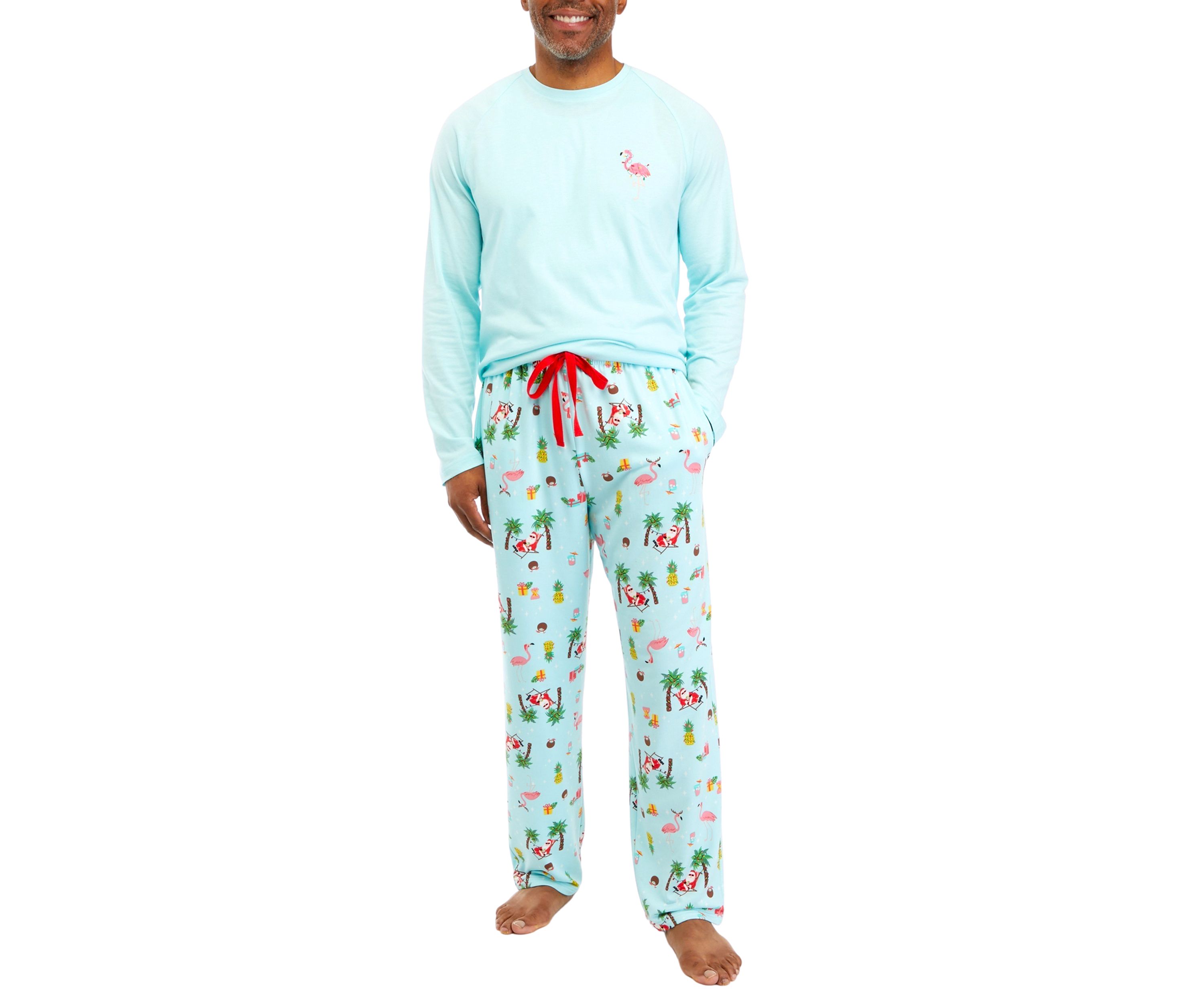 Mens Beach Printed Long Sleeve Sleep Shirt