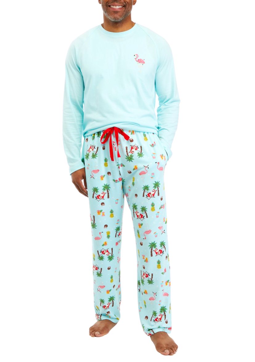Mens Beach Printed Long Sleeve Sleep Shirt