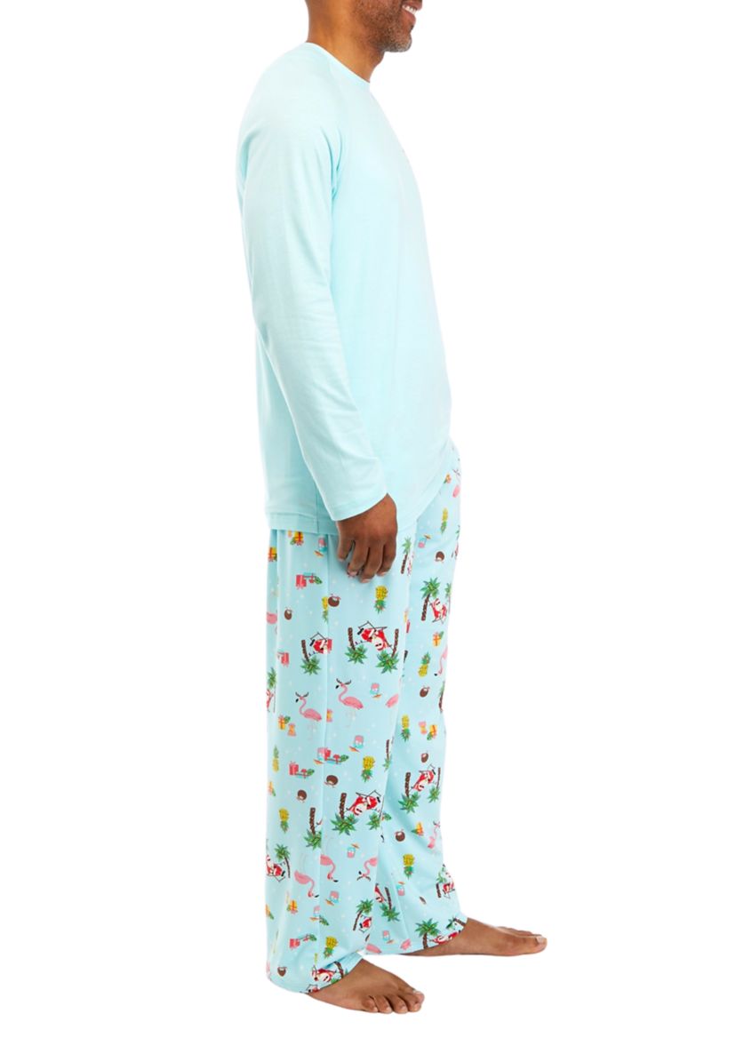 Mens Beach Printed Long Sleeve Sleep Shirt