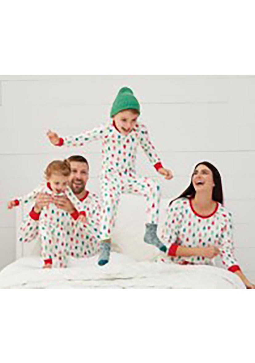 Mens Merry Multi Trees Long Sleeve Crew Neck Pajama Top