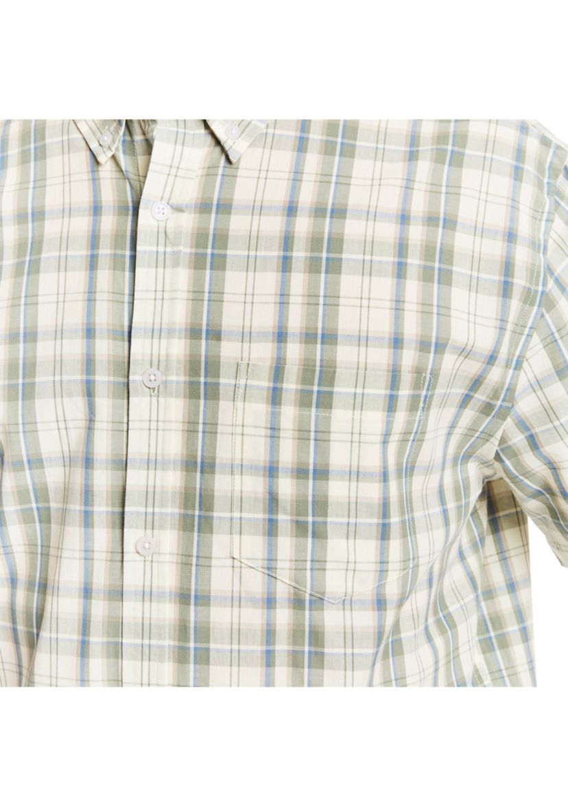 Short Sleeve Cotton Plaid Shirt
