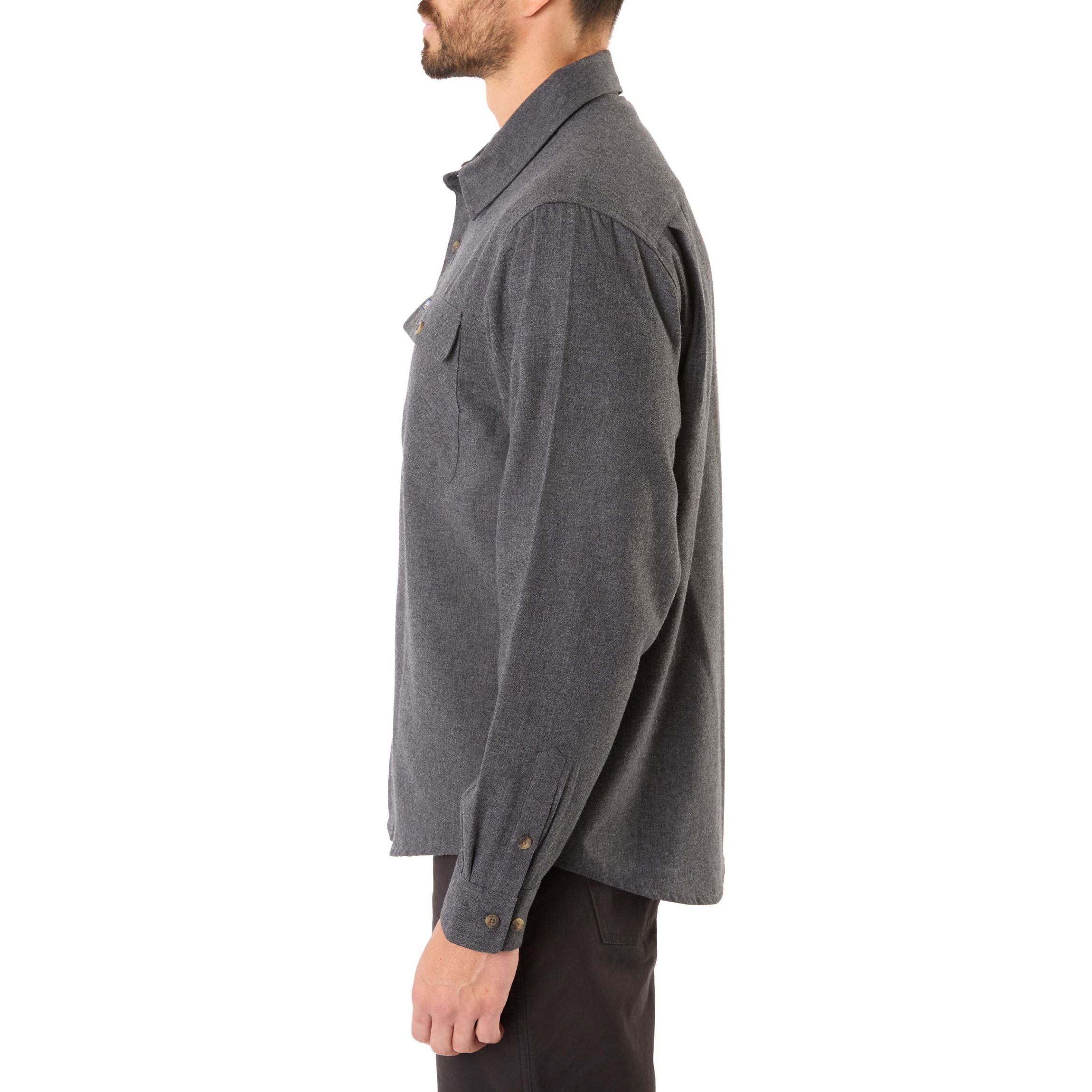 Long Sleeve 2-Pocket Solid Heather Flannel Shirt With Pen-Slot