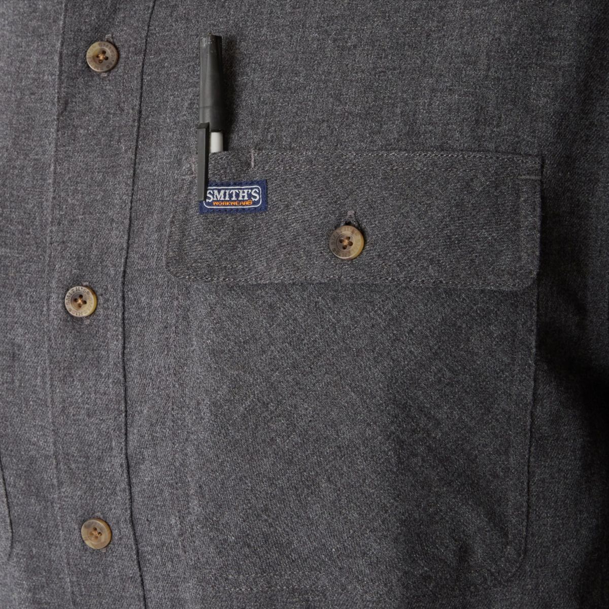 Long Sleeve 2-Pocket Solid Heather Flannel Shirt With Pen-Slot