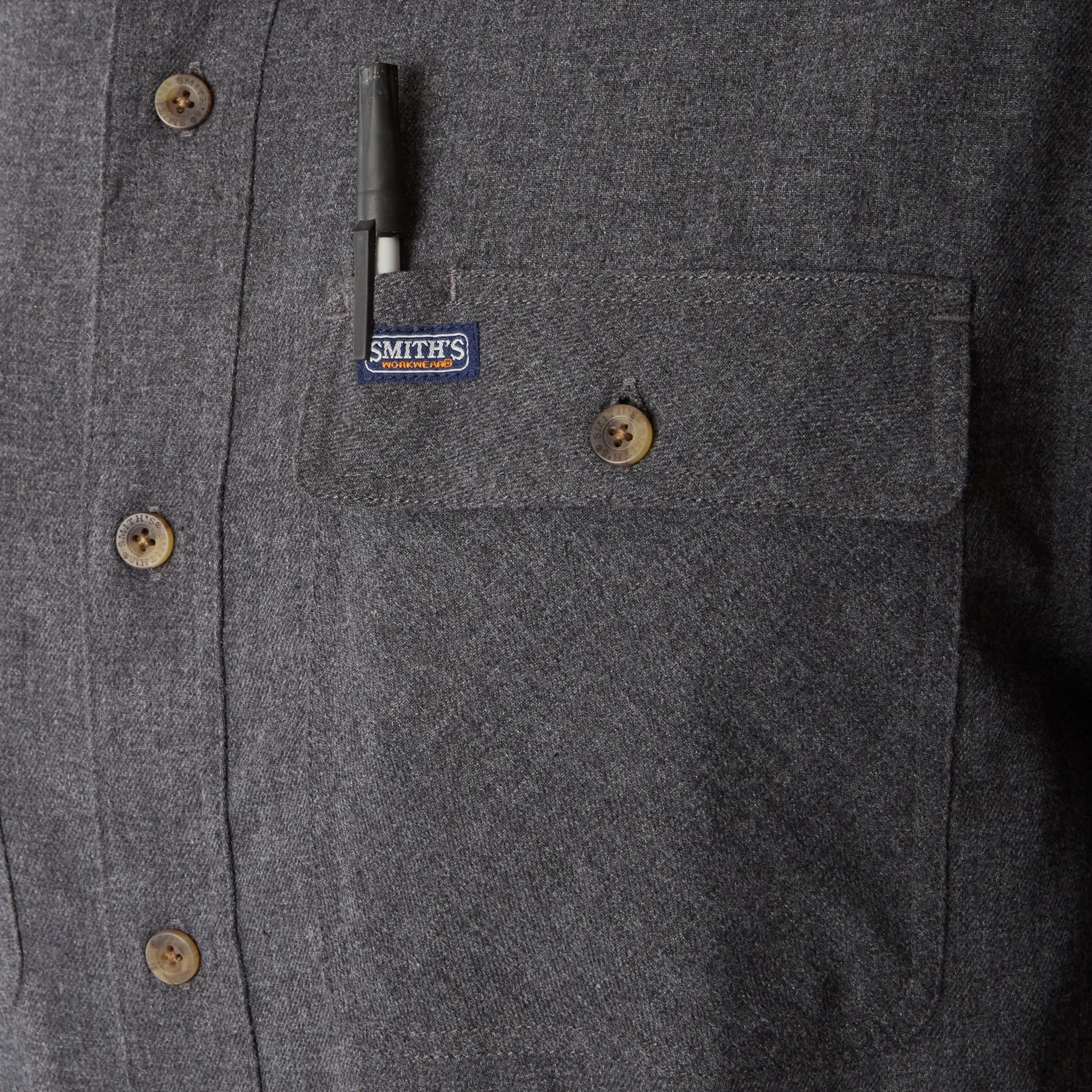 Long Sleeve 2-Pocket Solid Heather Flannel Shirt With Pen-Slot
