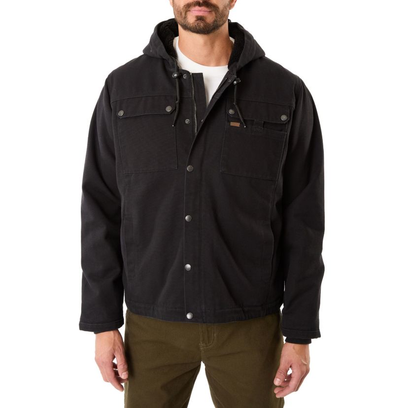 Sherpa-Lined Duck Canvas Hooded Work Jacket