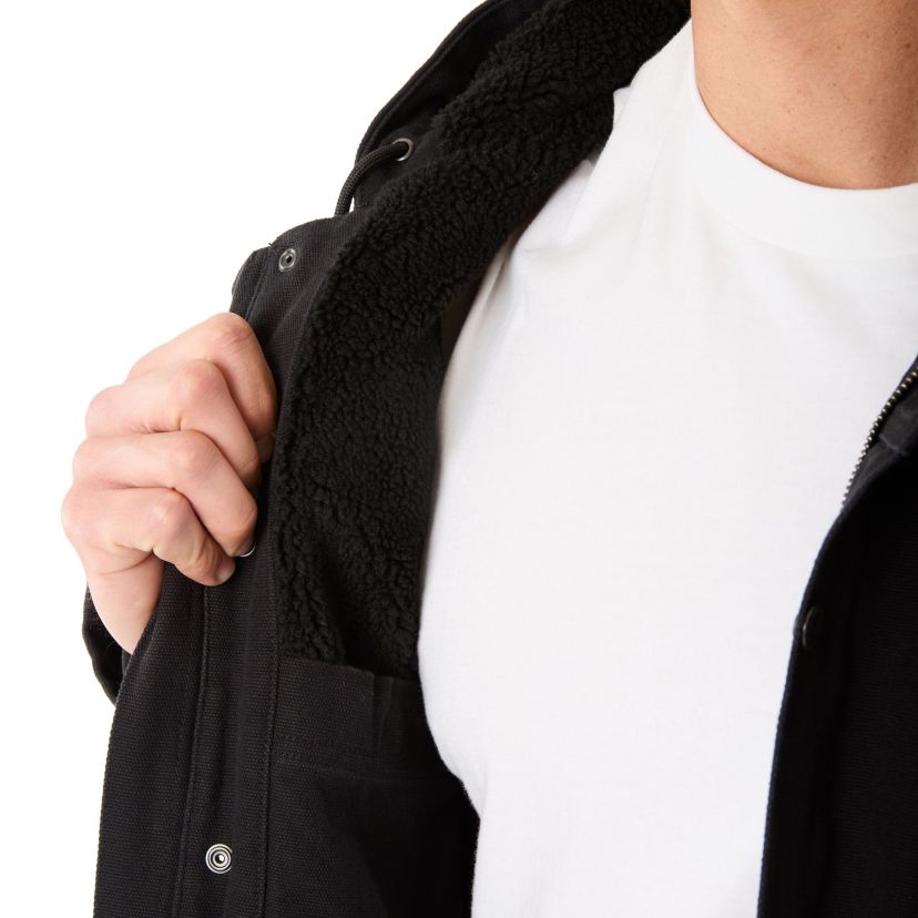 Sherpa-Lined Duck Canvas Hooded Work Jacket