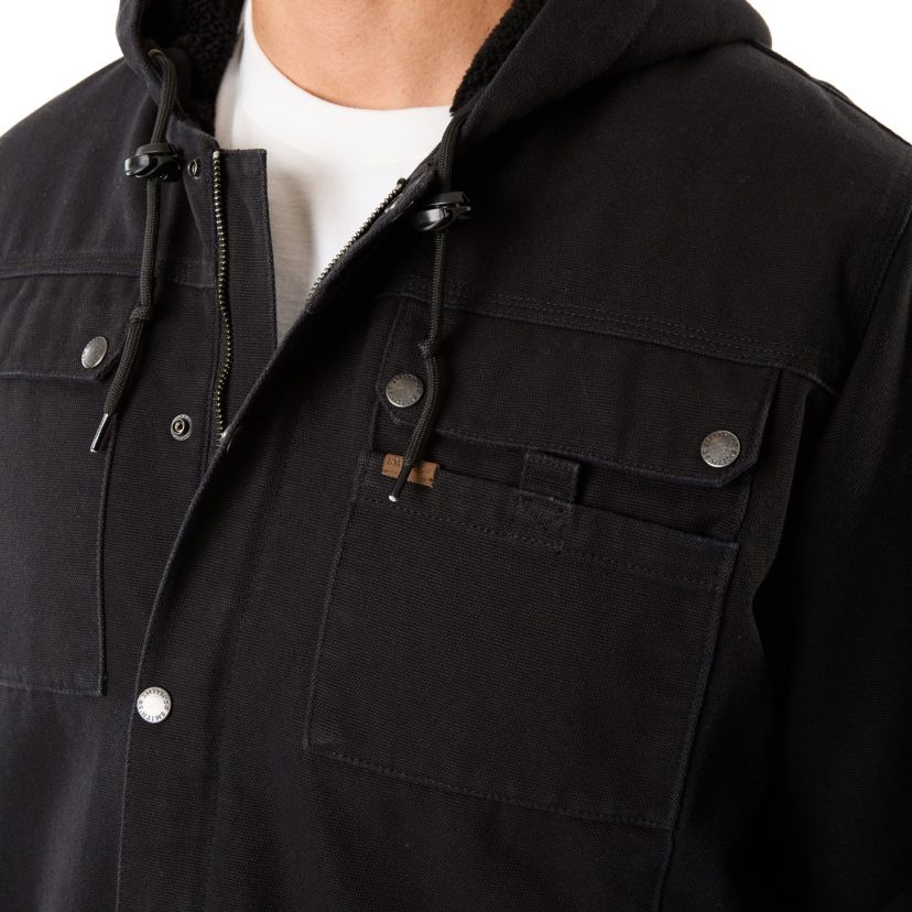 Sherpa-Lined Duck Canvas Hooded Work Jacket