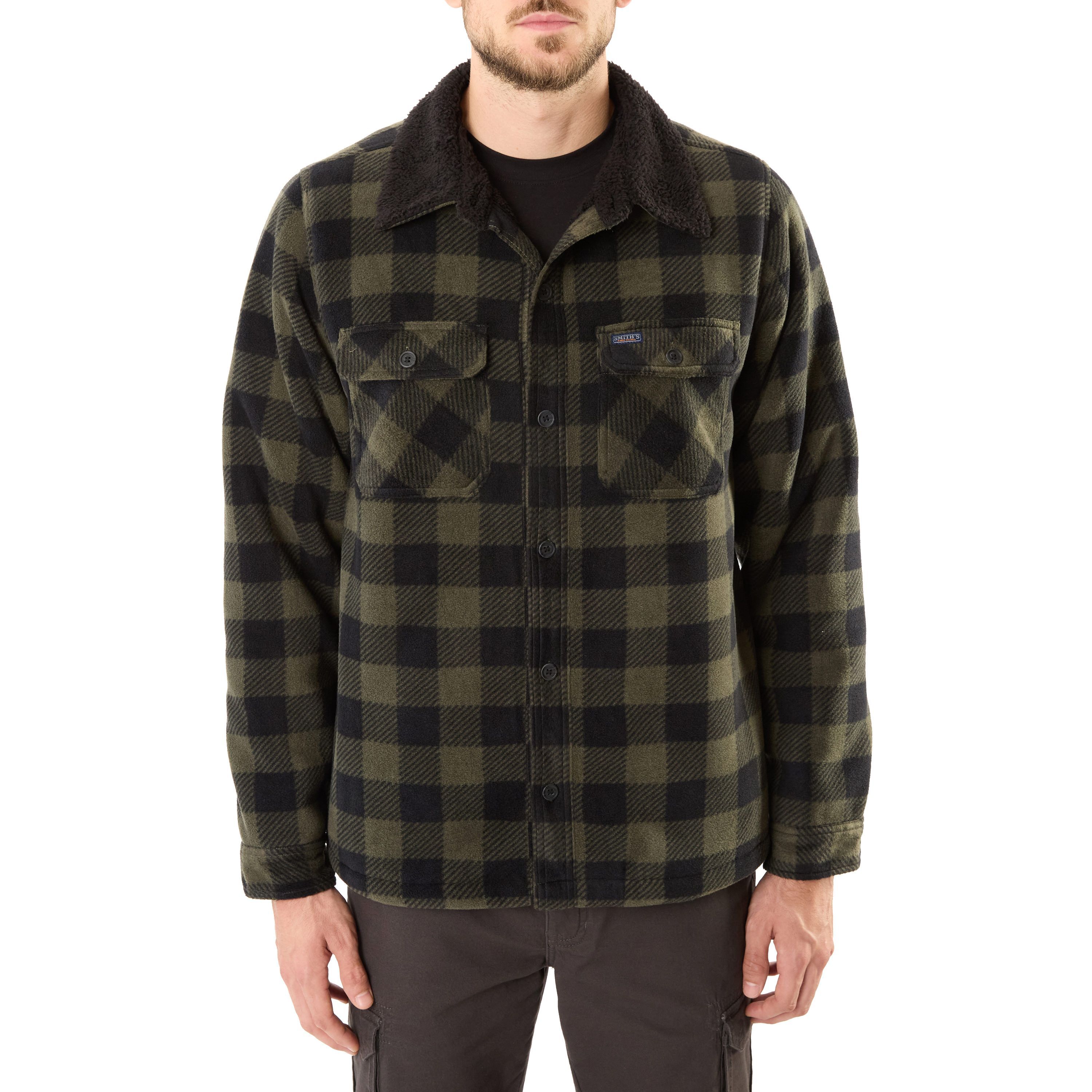 Big & Tall Sherpa-Lined Plaid Polarfleece Jacket