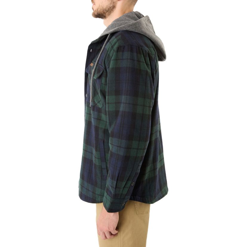 Big & Tall Sherpa-Lined Hooded Flannel Shirt Jacket