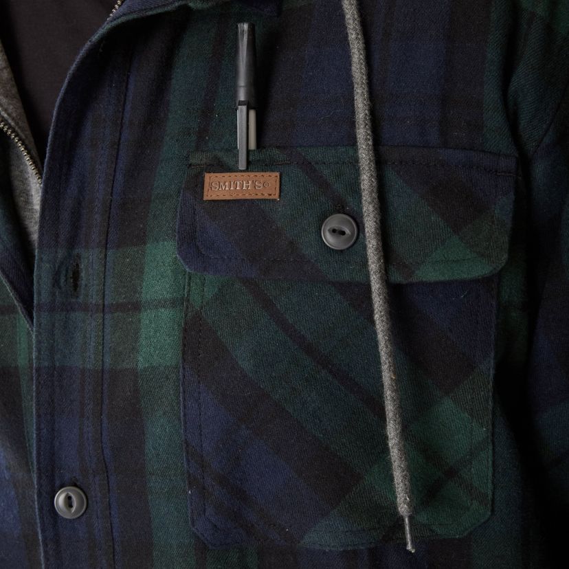 Big & Tall Sherpa-Lined Hooded Flannel Shirt Jacket