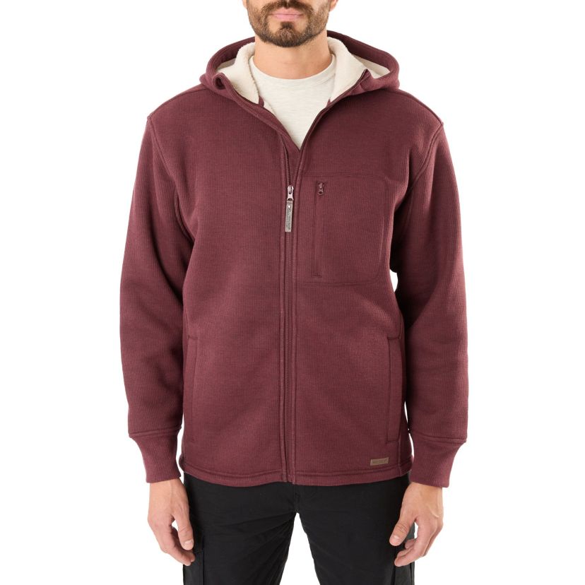 Big & Tall Sherpa-Lined Heathered Thermal Hooded Full-Zip Shirt Jacket