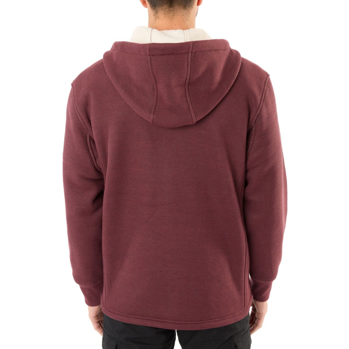 Big & Tall Sherpa-Lined Heathered Thermal Hooded Full-Zip Shirt Jacket