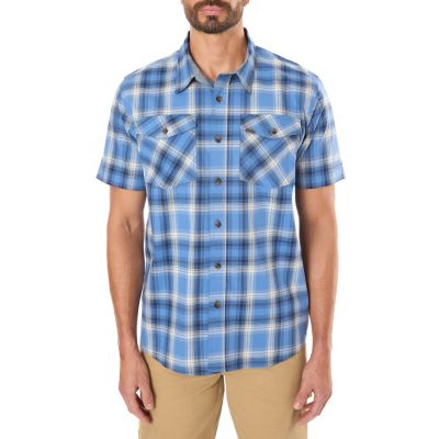 Smith's Workwear Men's Stretch Short Sleeve Plaid 2-Pocket Shirt