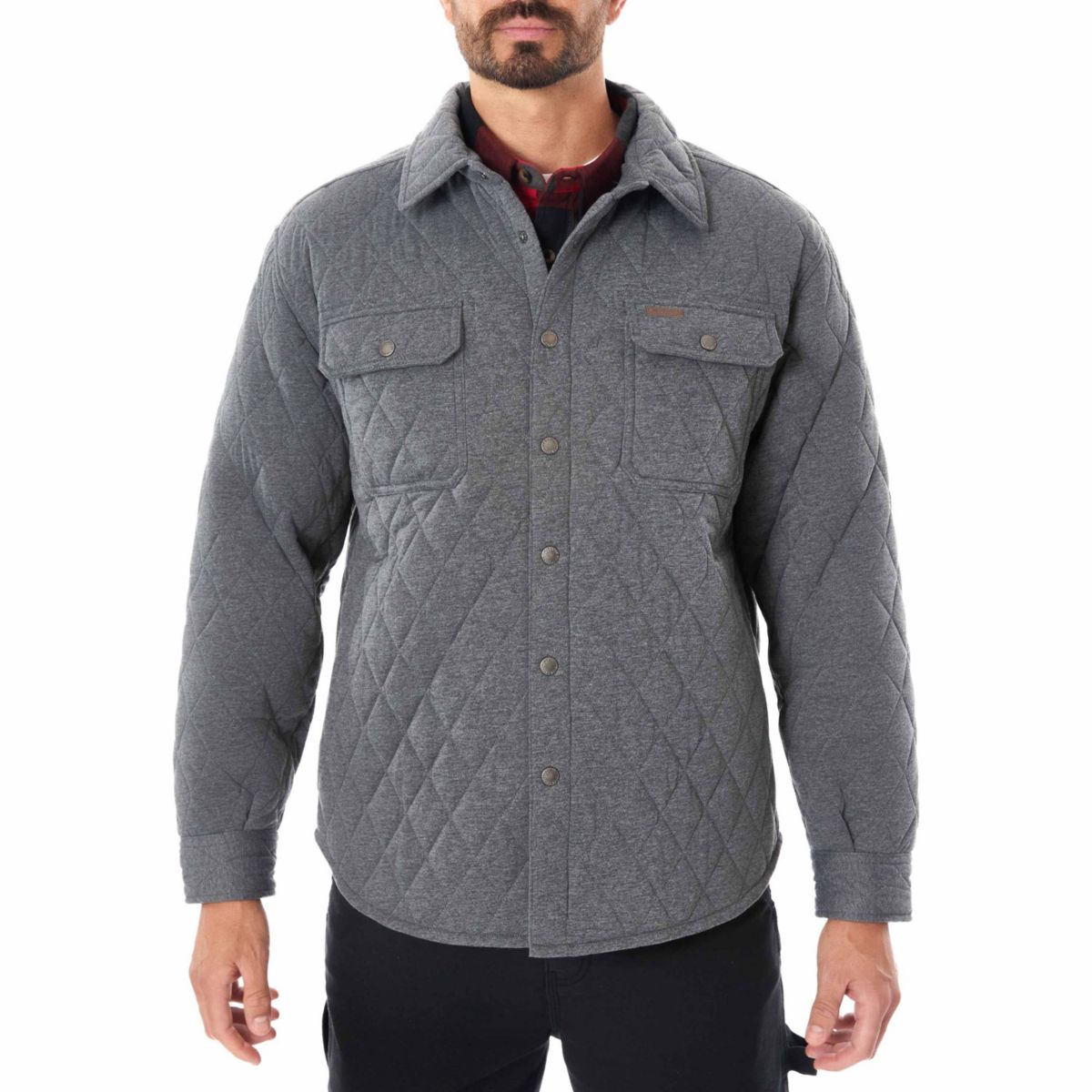 Snap Closure Diamond Quilted Knit Shirt-Jac