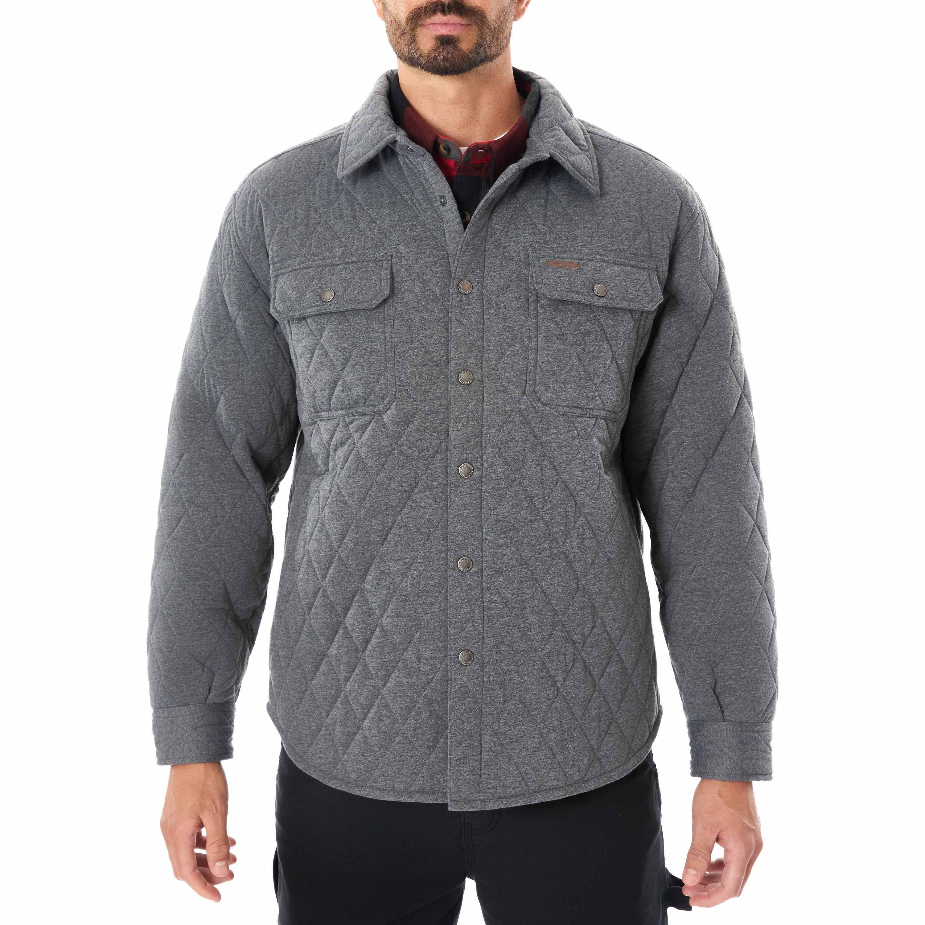 Snap Closure Diamond Quilted Knit Shirt-Jac