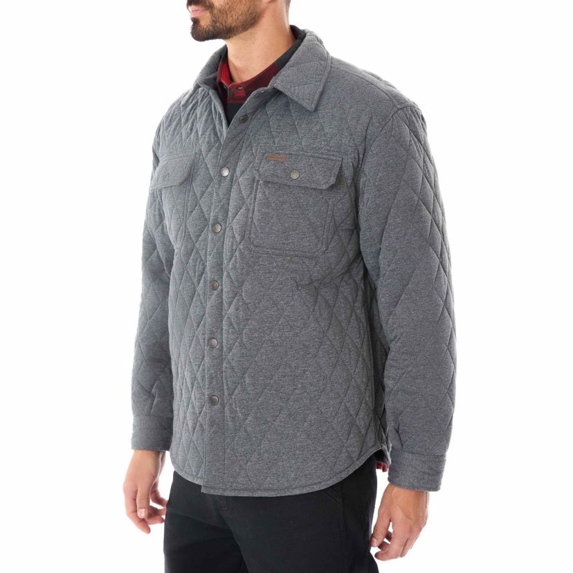 Snap Closure Diamond Quilted Knit Shirt-Jac