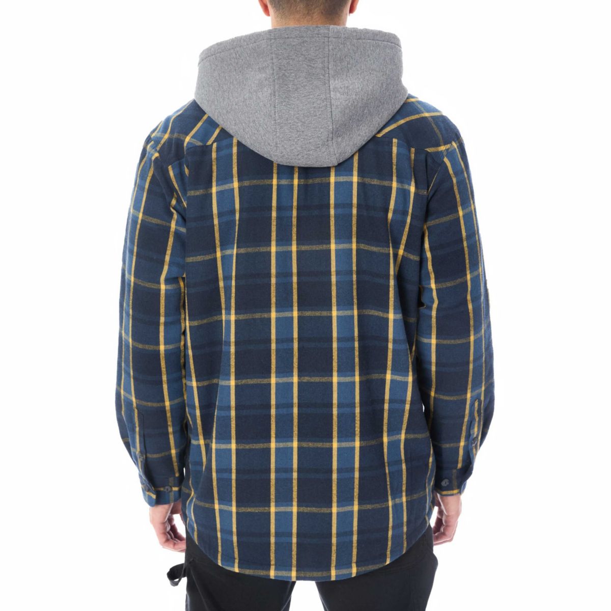 Sherpa-Lined Hooded Flannel Shirt-Jacket with Inset