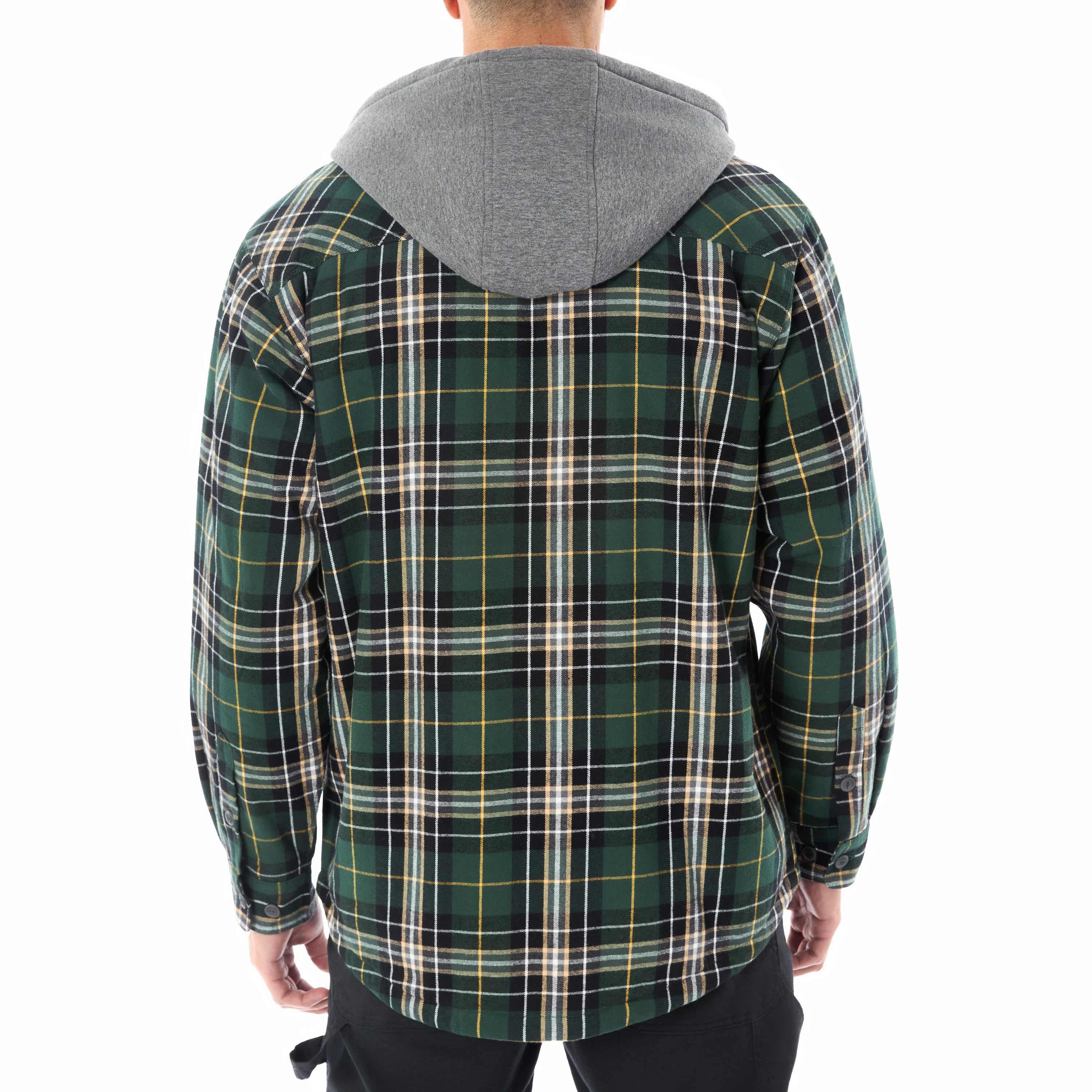 Big & Tall Big Mens Sherpa-Lined Hooded Flannel Shirt-Jacket with Inset