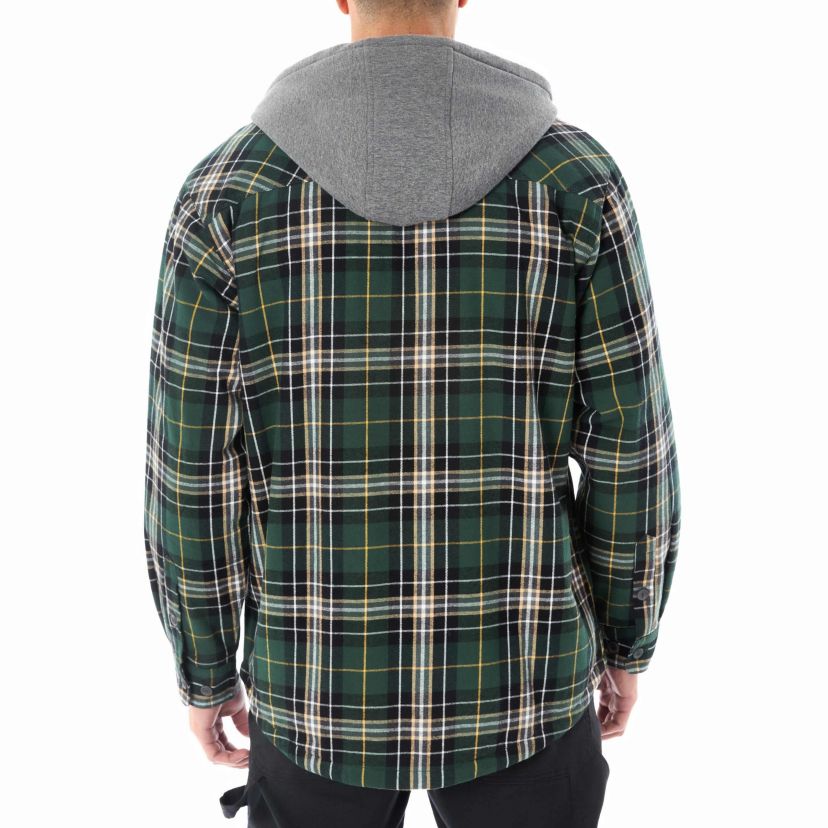 Big & Tall Big Mens Sherpa-Lined Hooded Flannel Shirt-Jacket with Inset