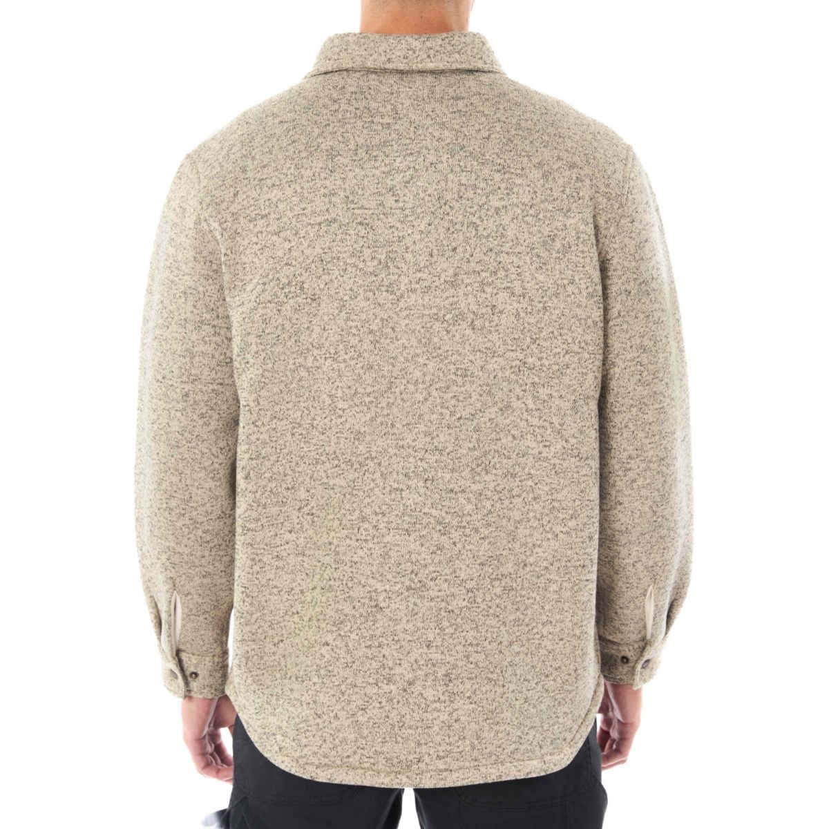 Sherpa-Lined Sweater Fleece Snap Closure Shirt-Jacket